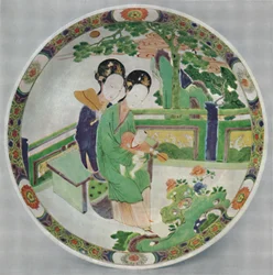 Chinees porseleinen schaal, Famille Verte. Periode van Kang Hsi, 1662-1722, 1928