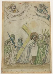 Christus gekroond met doornen recto Christus draagt het kruis verso, c. 1410