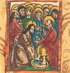 Christus wast de voeten van de apostelen, ca. 1490-1500