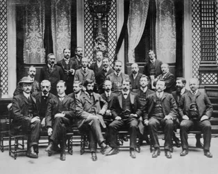 Filmpioniers op een conventie in Parijs