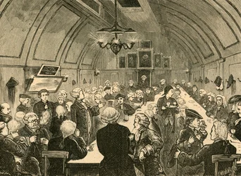 Cogers Hall, van een oude prent, 1897
