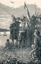 Columbus neemt bezit van San Salvador voor Spanje, 1904