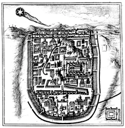 Komeet van 66 AD Halley boven Jeruzalem, 1666