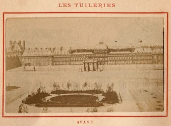 Parijse Commune (1871): uitzicht op het Palais des Tuileries in Parijs voor de brand van mei 1871. Foto van Pierre Pepetit