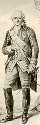 Graaf de Rochambeau, toont kleding van een Franse officier, 1791, 1937.