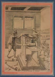 Koperplaatdrukkers aan het Werk, Folio uit het Davis Album, Iran, gedateerd A.H. 1199/A.D. 1784-85