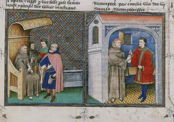 Corruptie. Miniatuur uit Le livre appelé Decameron door Giovanni Boccaccio, 1460s