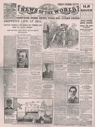 Crippens leven op zee, voorpagina van de News of the World