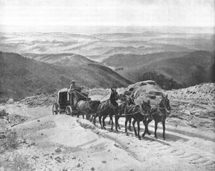 Oversteek van de San Marcos Pas, Californië, VS, ca. 1900