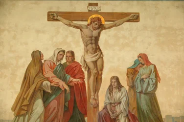 Kruisiging. Saint-Didier kerk, Voreppe, Frankrijk