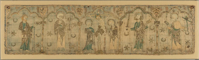 Kruisiging geflankeerd door heiligen, Brits, ca. 1270 waarschijnlijk voor 1272
