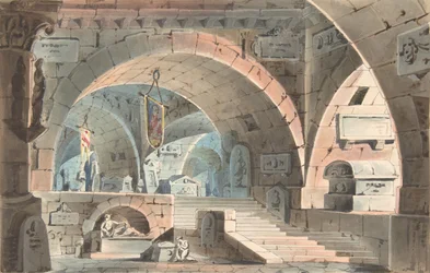 Crypte met een knielende rouwende, 1830-40