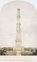 Crystal Palace, na de Grote Tentoonstelling Ontwerp voor het ombouwen van het Crystal Palace tot een toren van 1000 voet hoog