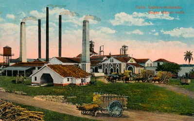 Cuba: Ingenio moliendo. Suikermolen aan het werk, ca. 1900