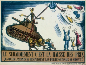 De Gaulle afgebeeld als een oorlogshitser, 1950