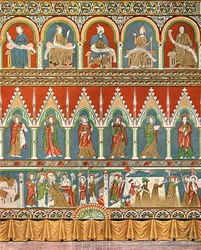 Decoratie in de Oude Kerk van Stora Råda, Västra Götaland, Zweden, 1928