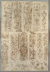 Decoratieve studies van kandelabers