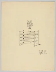 Ontwerp voor Drie-Lagen Tafel met Vaas en Bloemen, 1900-1905