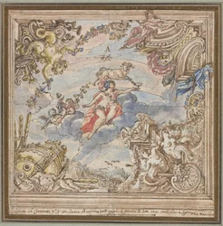 Ontwerp voor een Plafond: Mars en Aries, 1700s