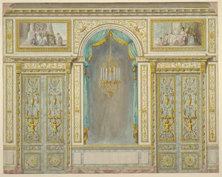 Ontwerp voor de wanddecoratie voor het appartement van Marie-Antoinette in het Paleis van Fontainebleau