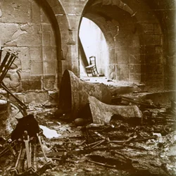 Vernietigde kerk, Marne, Noord-Frankrijk, ca. 1914