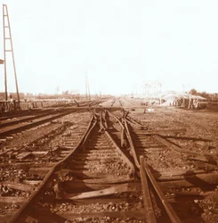 Vernielde spoorlijnen, Roeselare, Vlaanderen, België, ca. 1914-ca. 1918