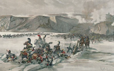 Vernietiging van Terugtrekkende Russen bij het Satschanmeer, 1805, 1896