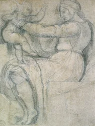 Detail van het Plafond van de Sixtijnse Kapel, 1508-1512