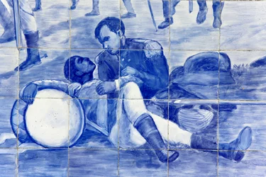 Detail van een mozaïek die de strijd van Brazilië voor onafhankelijkheid afbeeldt, Cachoeira, Brazilië
