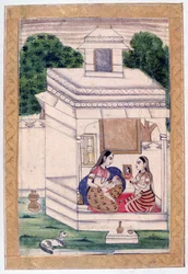 Dhanashri Ragini, Ragamala Album, School van Rajasthan, 19e eeuw