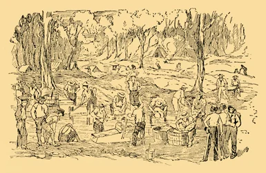 Goud graven en wassen in Australië in 1851, c1930