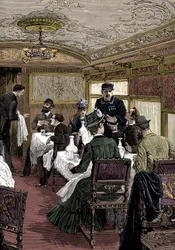 Eetwagon van de Oriënt Express, ca. 1885