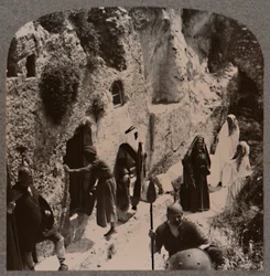 Discipelen, met de vrouwen, vroeg bij het graf van Christus, circa 1900