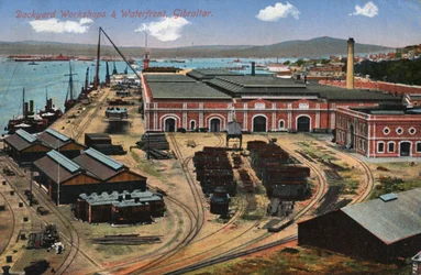 Werfwerkplaatsen en waterkant, Gibraltar, 20e eeuw