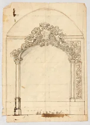 Tekening, Beeldhouwwerk boven de deur