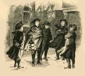 Tijdens de wintermaanden werden de leerlingen de straat op gestuurd om te zingen, 1907