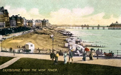 Eastbourne vanaf de Wish Tower, Sussex, begin 20e eeuw