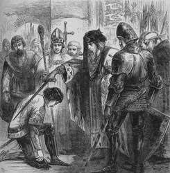 Eduard III slaat de Zwarte Prins tot ridder, 1384, ca. 1880