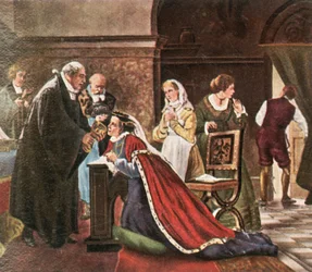Keurvorstin Elisabeth neemt communie na de protestantse dienst, 1936