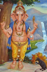 Olifant-god Ganesh en zijn rat, India