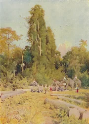 Olifanten die Teak stapelen, 1924