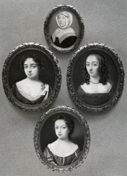Elizabeth Cromwell, moeder van Oliver Cromwell, en zijn dochters, Mary, Elizabeth en Bridget, 1899