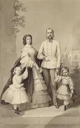 Keizer Frans Jozef I met keizerin Elisabeth en hun kinderen ..., ca. 1860