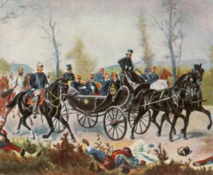 Keizer Napoleon wordt door Bismarck naar de koning gebracht