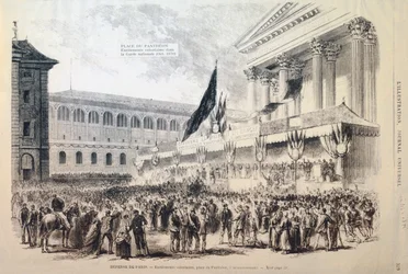 Werving van vrijwilligers voor de Nationale Garde, Place du Pantheon, Parijs, 1870-1871