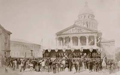 Inlijving van vrijwilligers bij de Nationale Garde, Place du Panthéon, Parijs, 1870-1871