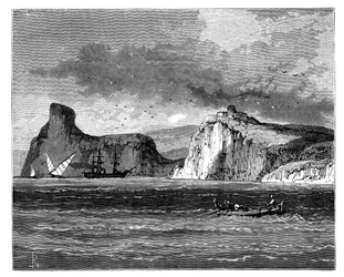 Ingang van de haven van Balaclava, Oekraïne, ca. 1888