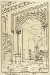 Ingang naar de verschillende rechtbanken, Guildhall, Londen, juni 1815 1886