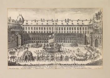 Ruiterballet op de binnenplaats van de Weense Hofburg, 1667