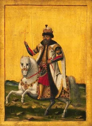 Ruiterportret van de Tsaar Michail I Fyodorovich van Rusland